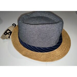 Free Authority Fedora‎ Hat Straw Brim Blue Band Men's One Size